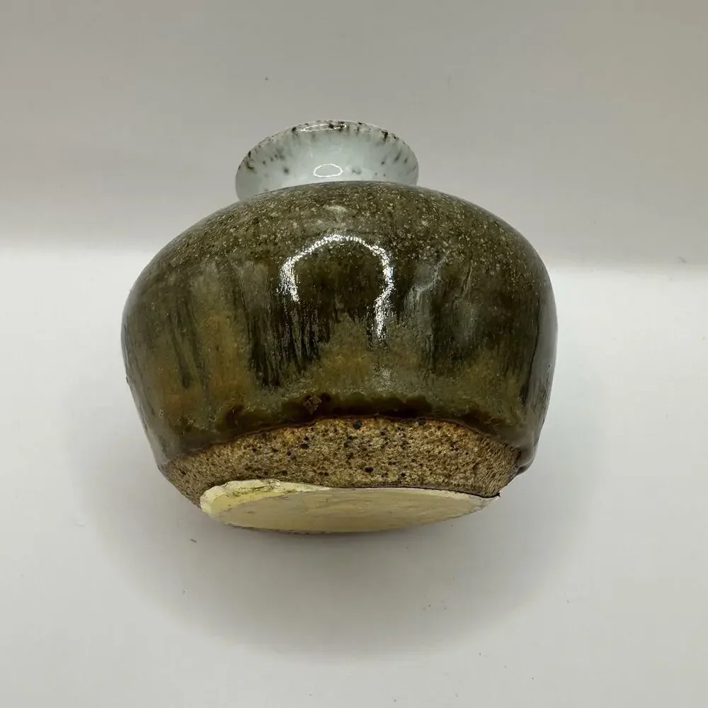 Schelu Studio Pottery Albuquerque NM Vintage Vase Earthenware Stencil Drip Glaze